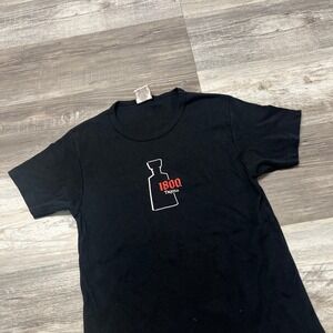 Vintage 1800 Black‎ Womens M Brand Spellout Tequila 100 % Blue Agave T-shirt y2k